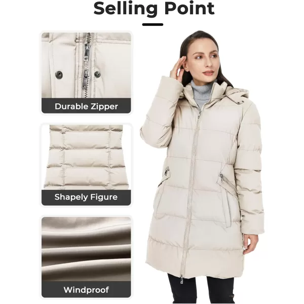WenVen Womens Warm Thickened Parka Coat Winter Puffer Jacket with Removable HoodBeige