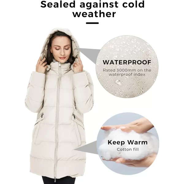 WenVen Womens Warm Thickened Parka Coat Winter Puffer Jacket with Removable HoodBeige
