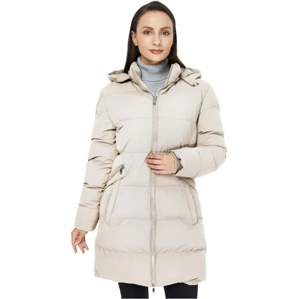 WenVen Womens Warm Thickened Parka Coat Winter Puffer Jacket with Removable HoodBeige