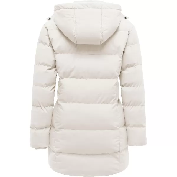 WenVen Womens Warm Thickened Parka Coat Winter Puffer Jacket with Removable HoodBeige