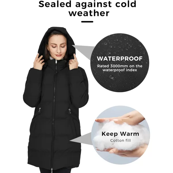 WenVen Womens Warm Thickened Parka Coat Winter Puffer Jacket with Removable HoodBlack