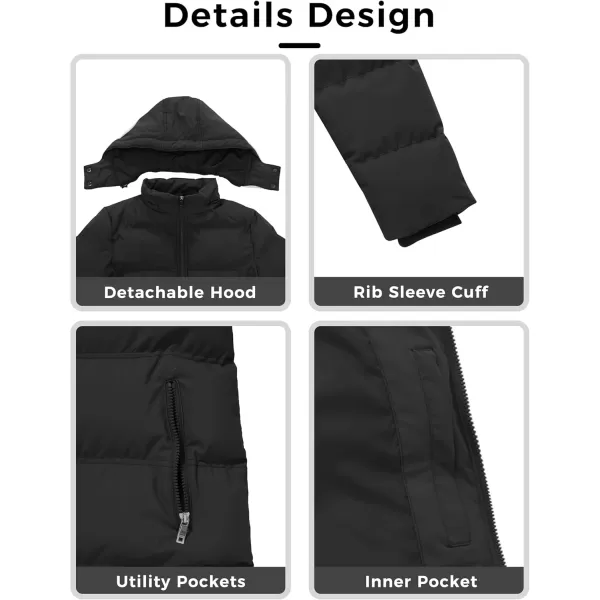 WenVen Womens Warm Thickened Parka Coat Winter Puffer Jacket with Removable HoodBlack