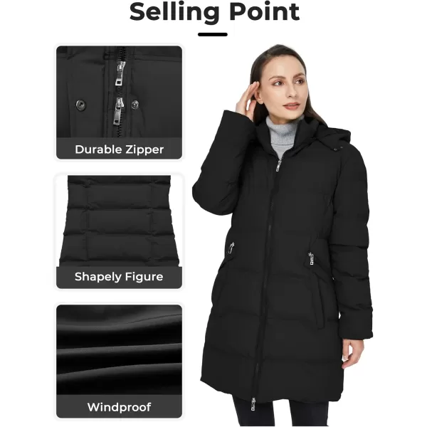 WenVen Womens Warm Thickened Parka Coat Winter Puffer Jacket with Removable HoodBlack
