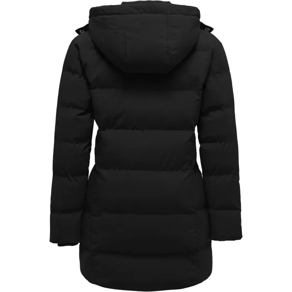 WenVen Womens Warm Thickened Parka Coat Winter Puffer Jacket with Removable HoodBlack