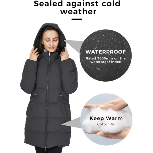 WenVen Womens Warm Thickened Parka Coat Winter Puffer Jacket with Removable HoodCharcoal