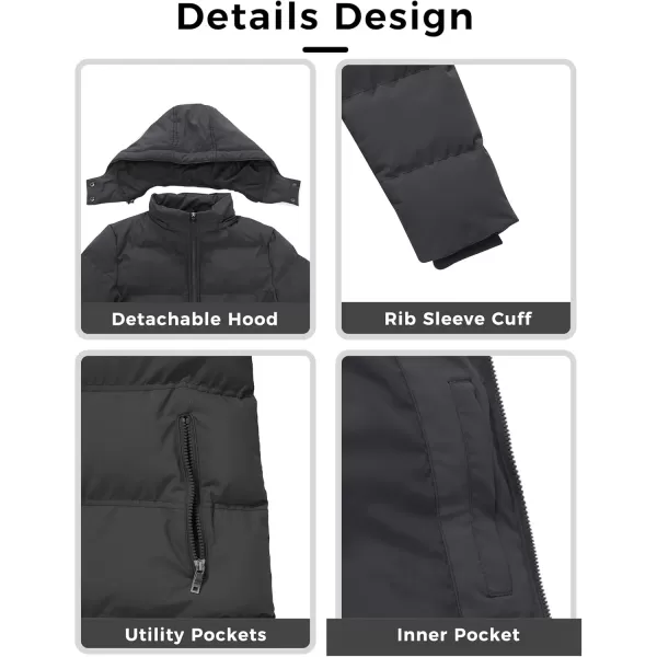 WenVen Womens Warm Thickened Parka Coat Winter Puffer Jacket with Removable HoodCharcoal