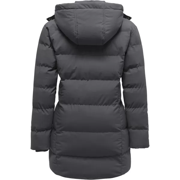 WenVen Womens Warm Thickened Parka Coat Winter Puffer Jacket with Removable HoodCharcoal