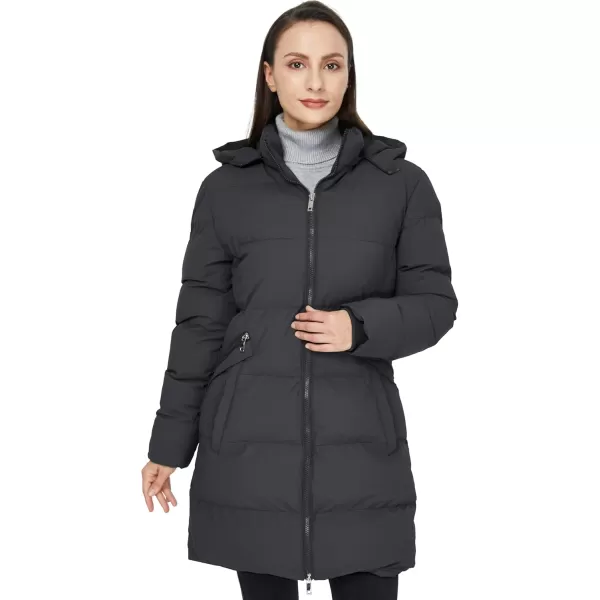 WenVen Womens Warm Thickened Parka Coat Winter Puffer Jacket with Removable HoodCharcoal