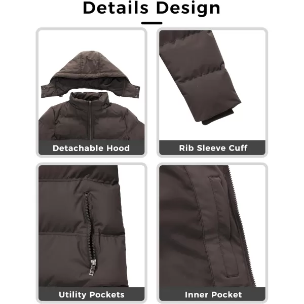 WenVen Womens Warm Thickened Parka Coat Winter Puffer Jacket with Removable HoodCoffee