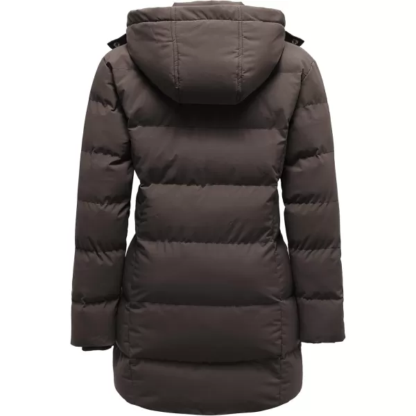 WenVen Womens Warm Thickened Parka Coat Winter Puffer Jacket with Removable HoodCoffee