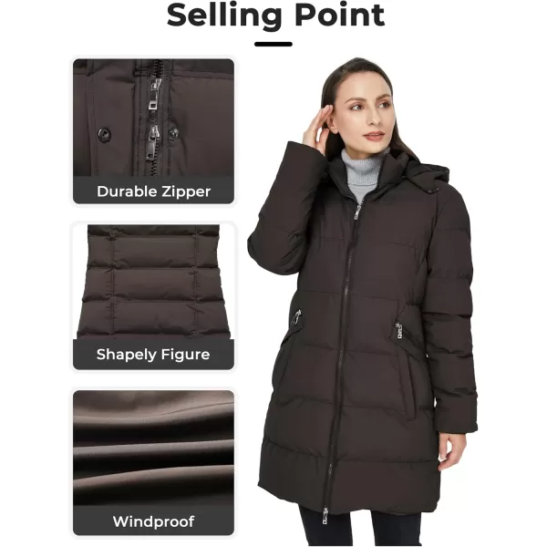 WenVen Womens Warm Thickened Parka Coat Winter Puffer Jacket with Removable HoodCoffee