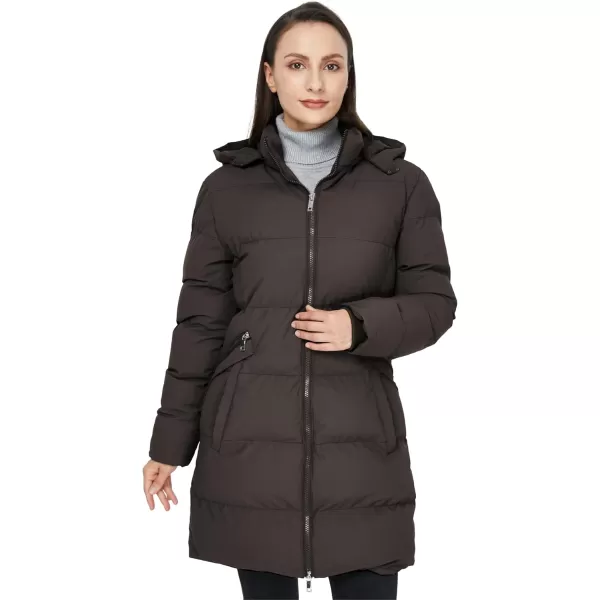 WenVen Womens Warm Thickened Parka Coat Winter Puffer Jacket with Removable HoodCoffee