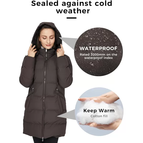 WenVen Womens Warm Thickened Parka Coat Winter Puffer Jacket with Removable HoodCoffee