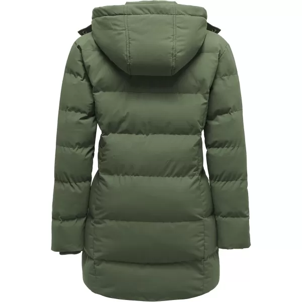 WenVen Womens Warm Thickened Parka Coat Winter Puffer Jacket with Removable HoodGreen