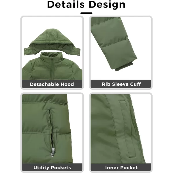 WenVen Womens Warm Thickened Parka Coat Winter Puffer Jacket with Removable HoodGreen