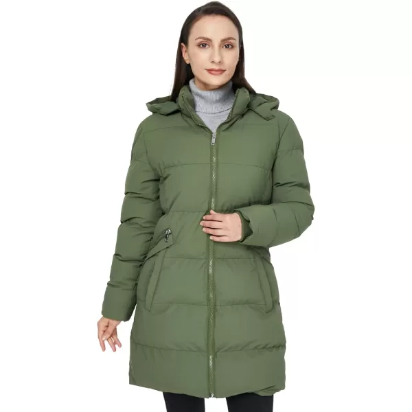 WenVen Womens Warm Thickened Parka Coat Winter Puffer Jacket with Removable HoodGreen