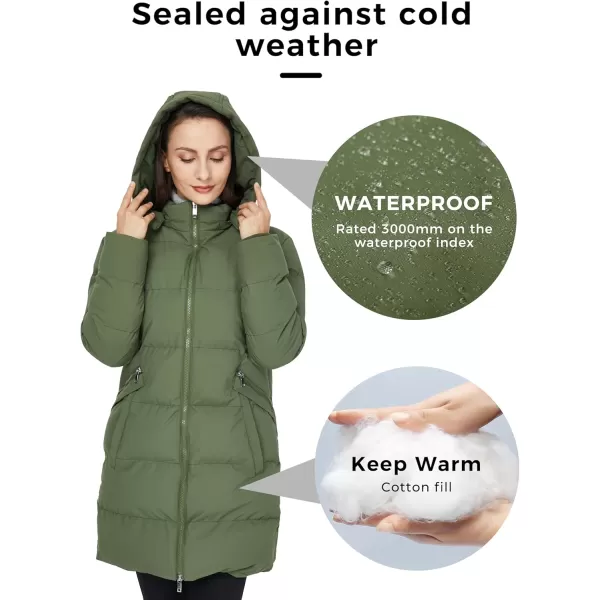 WenVen Womens Warm Thickened Parka Coat Winter Puffer Jacket with Removable HoodGreen