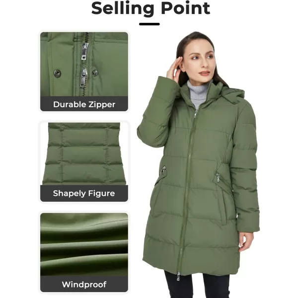 WenVen Womens Warm Thickened Parka Coat Winter Puffer Jacket with Removable HoodGreen