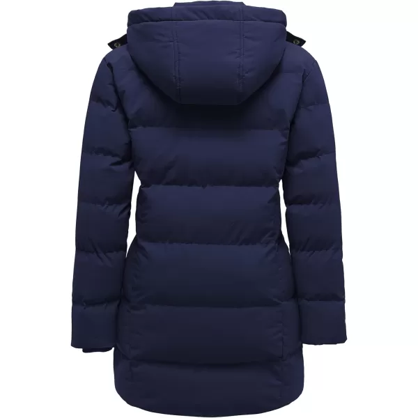 WenVen Womens Warm Thickened Parka Coat Winter Puffer Jacket with Removable HoodNavy