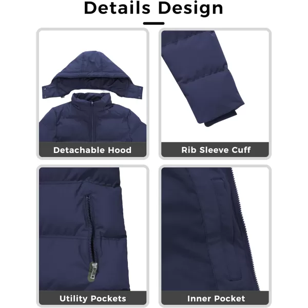 WenVen Womens Warm Thickened Parka Coat Winter Puffer Jacket with Removable HoodNavy