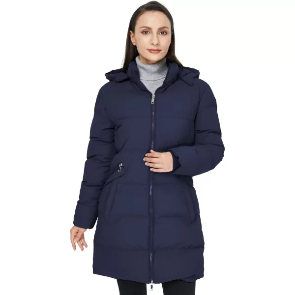 WenVen Womens Warm Thickened Parka Coat Winter Puffer Jacket with Removable HoodNavy