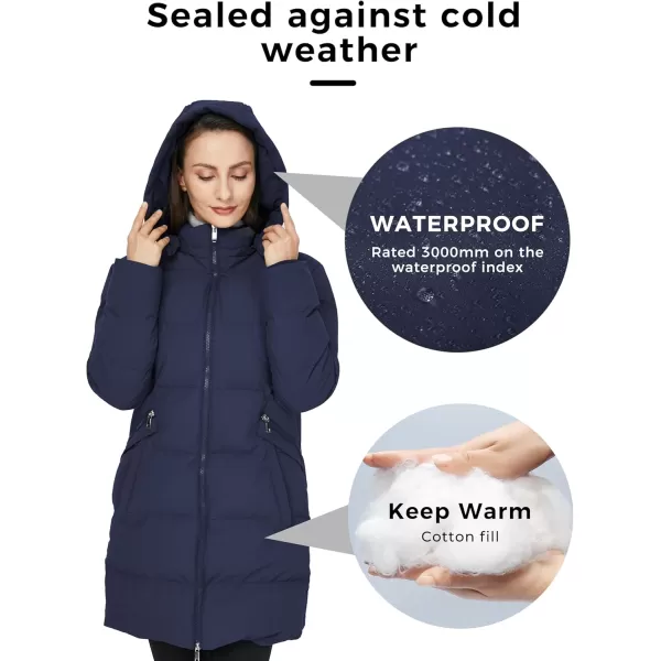 WenVen Womens Warm Thickened Parka Coat Winter Puffer Jacket with Removable HoodNavy