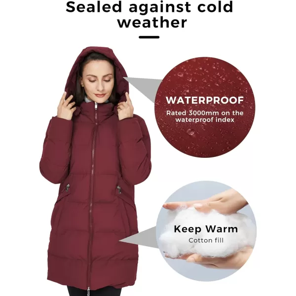 WenVen Womens Warm Thickened Parka Coat Winter Puffer Jacket with Removable HoodRed
