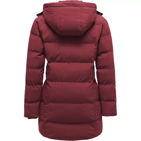 WenVen Womens Warm Thickened Parka Coat Winter Puffer Jacket with Removable HoodRed
