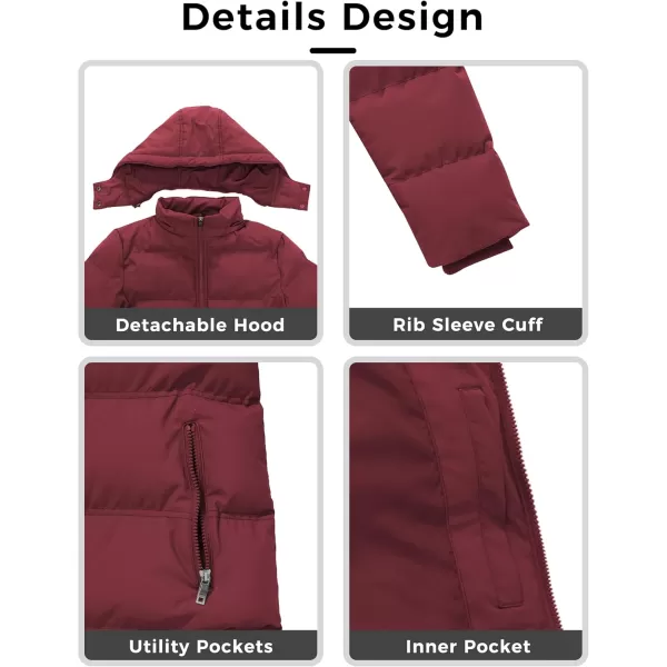 WenVen Womens Warm Thickened Parka Coat Winter Puffer Jacket with Removable HoodRed