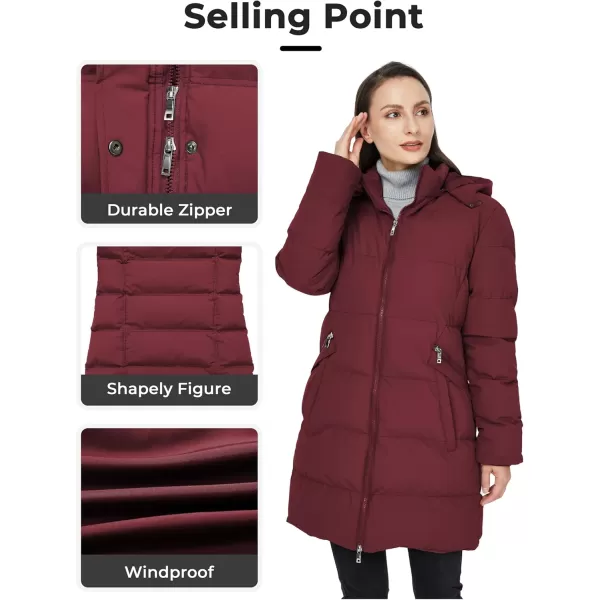 WenVen Womens Warm Thickened Parka Coat Winter Puffer Jacket with Removable HoodRed