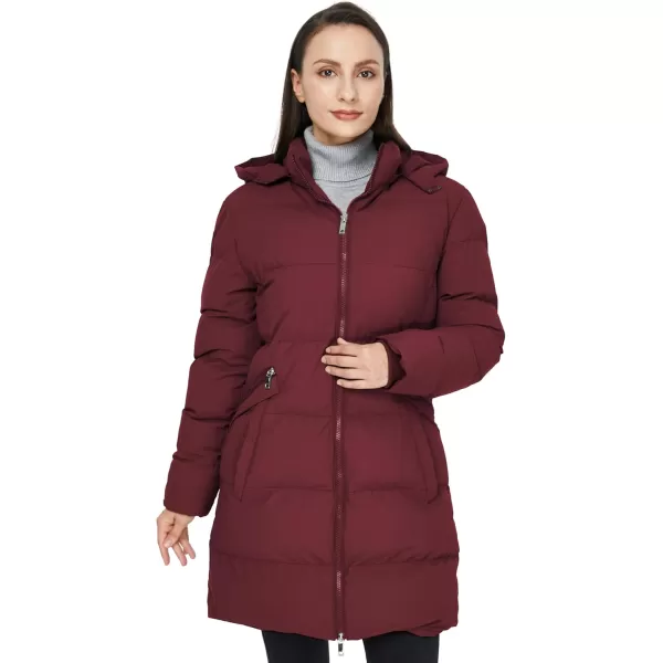 WenVen Womens Warm Thickened Parka Coat Winter Puffer Jacket with Removable HoodRed