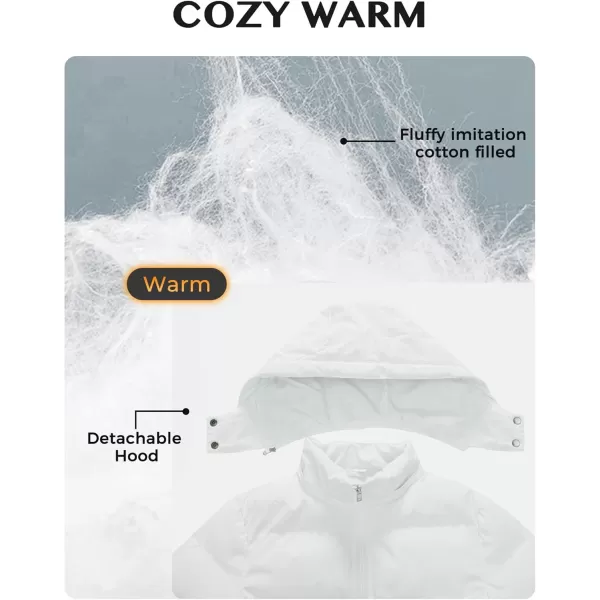 WenVen Womens Warm Thickened Parka Coat Winter Puffer Jacket with Removable HoodWhite