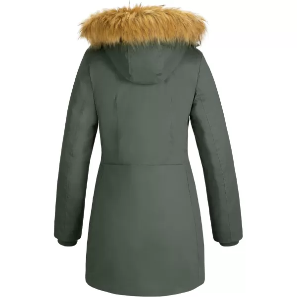 WenVen Womens Winter Cotton Waterproof Jacket Warm Thickened Parka Coat Windproof Outwear with Removable HoodArmy Green