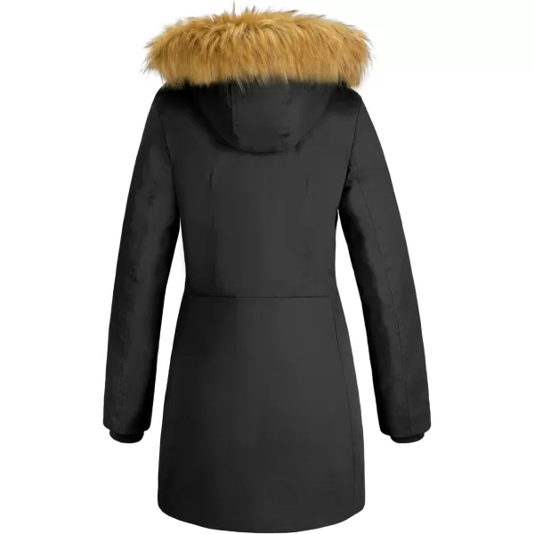 WenVen Womens Winter Cotton Waterproof Jacket Warm Thickened Parka Coat Windproof Outwear with Removable HoodBlack