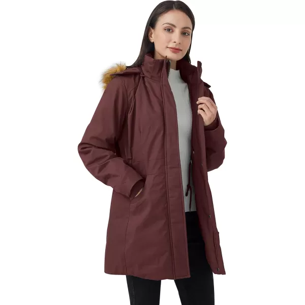 WenVen Womens Winter Cotton Waterproof Jacket Warm Thickened Parka Coat Windproof Outwear with Removable HoodRed
