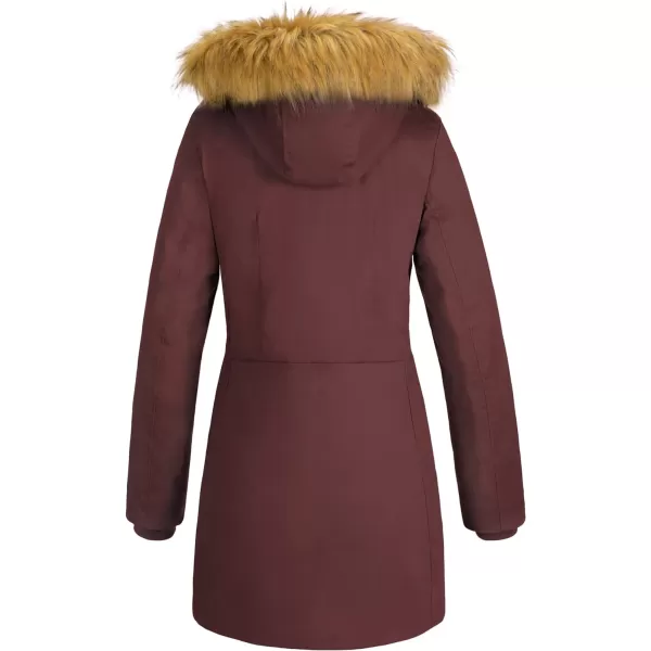 WenVen Womens Winter Cotton Waterproof Jacket Warm Thickened Parka Coat Windproof Outwear with Removable HoodRed