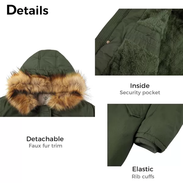 WenVen Womens Winter Long Hooded Sherpa Lined Parka Jacket Warm CoatArmy Green