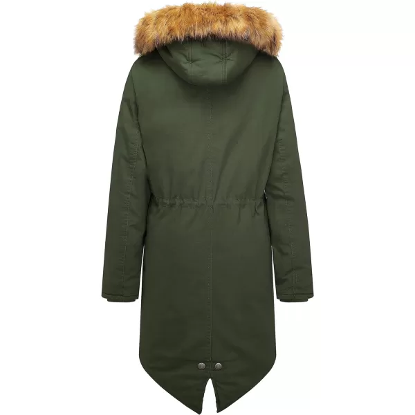 WenVen Womens Winter Long Hooded Sherpa Lined Parka Jacket Warm CoatArmy Green