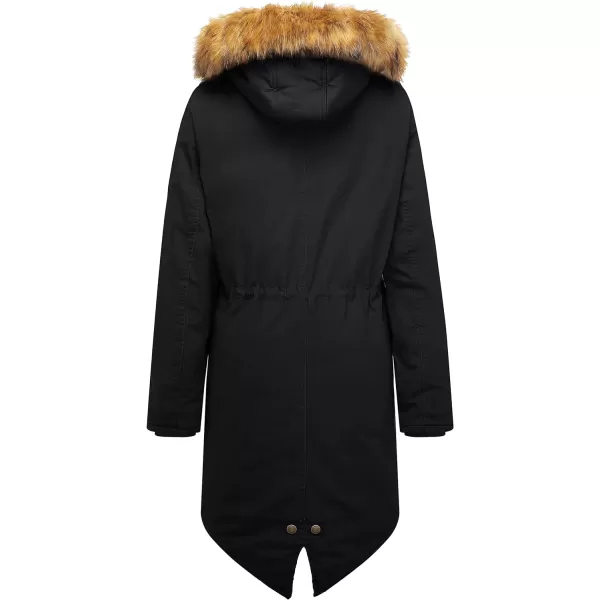 WenVen Womens Winter Long Hooded Sherpa Lined Parka Jacket Warm CoatBlack