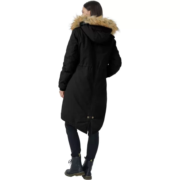 WenVen Womens Winter Long Hooded Sherpa Lined Parka Jacket Warm CoatBlack