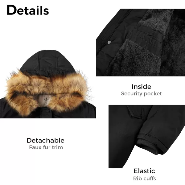 WenVen Womens Winter Long Hooded Sherpa Lined Parka Jacket Warm CoatBlack