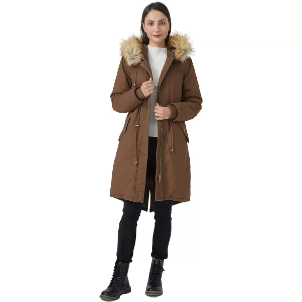WenVen Womens Winter Long Hooded Sherpa Lined Parka Jacket Warm CoatCoffee
