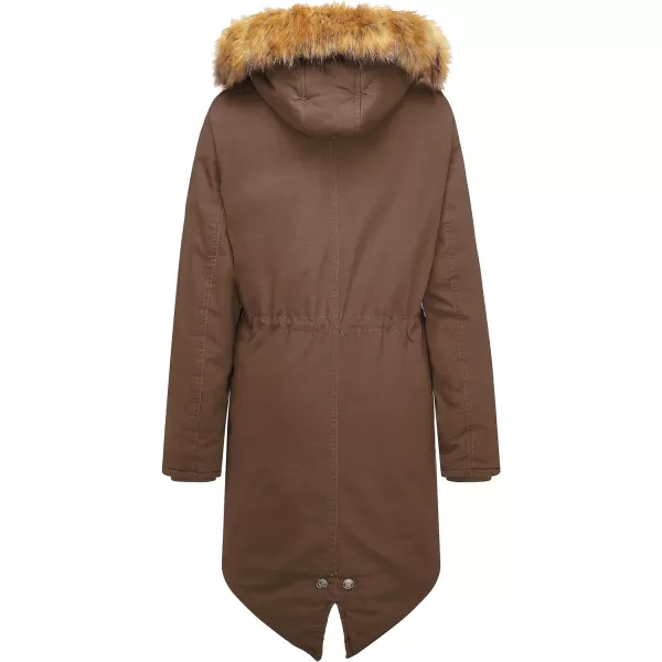 WenVen Womens Winter Long Hooded Sherpa Lined Parka Jacket Warm CoatCoffee