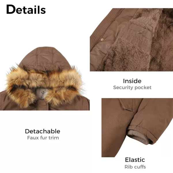 WenVen Womens Winter Long Hooded Sherpa Lined Parka Jacket Warm CoatCoffee