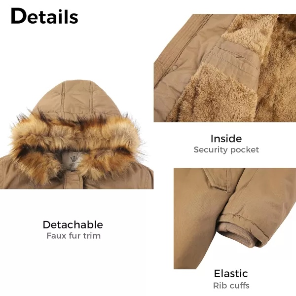 WenVen Womens Winter Long Hooded Sherpa Lined Parka Jacket Warm CoatKhaki