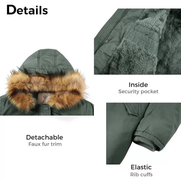 WenVen Womens Winter Long Hooded Sherpa Lined Parka Jacket Warm CoatLight Olive