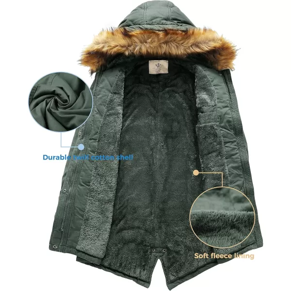 WenVen Womens Winter Long Hooded Sherpa Lined Parka Jacket Warm CoatLight Olive