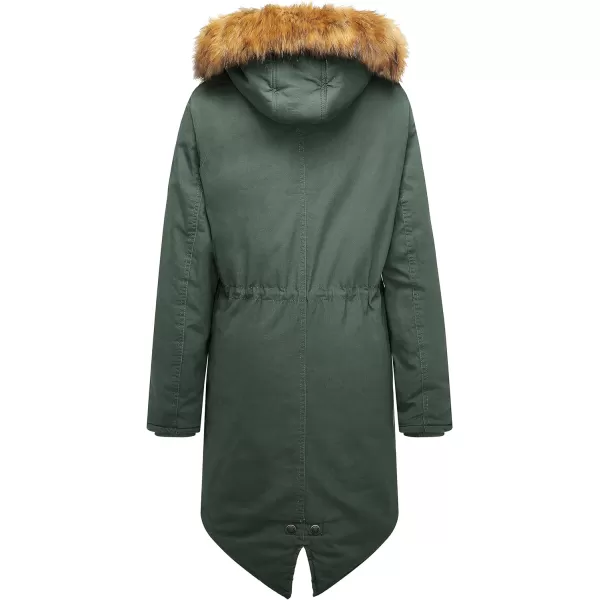 WenVen Womens Winter Long Hooded Sherpa Lined Parka Jacket Warm CoatLight Olive