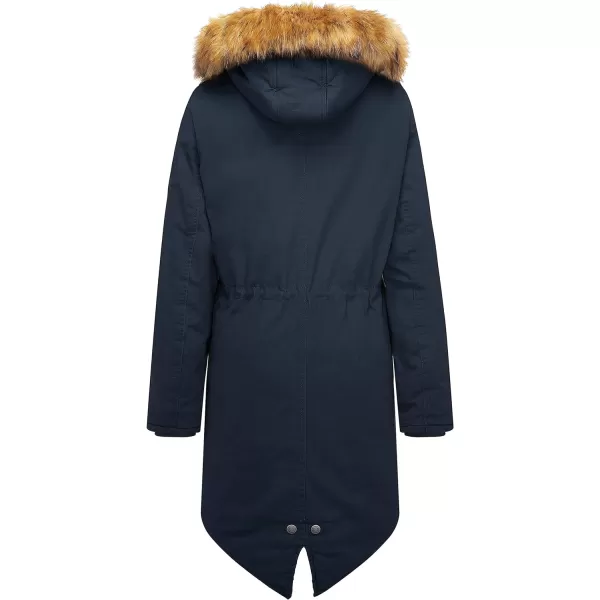 WenVen Womens Winter Long Hooded Sherpa Lined Parka Jacket Warm CoatNavy