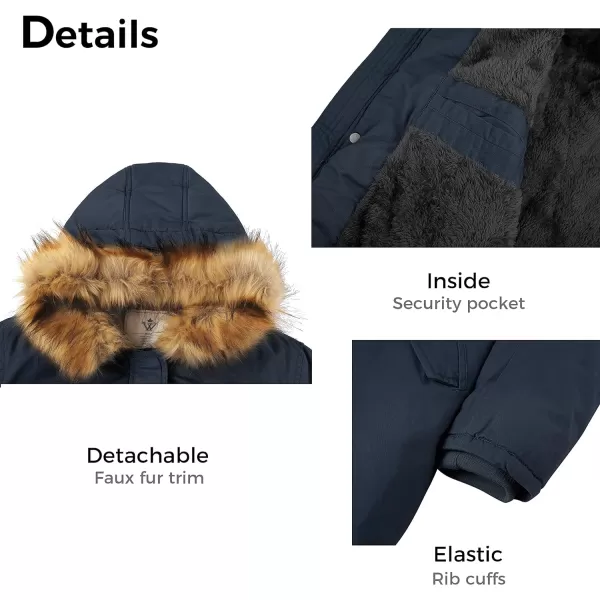 WenVen Womens Winter Long Hooded Sherpa Lined Parka Jacket Warm CoatNavy